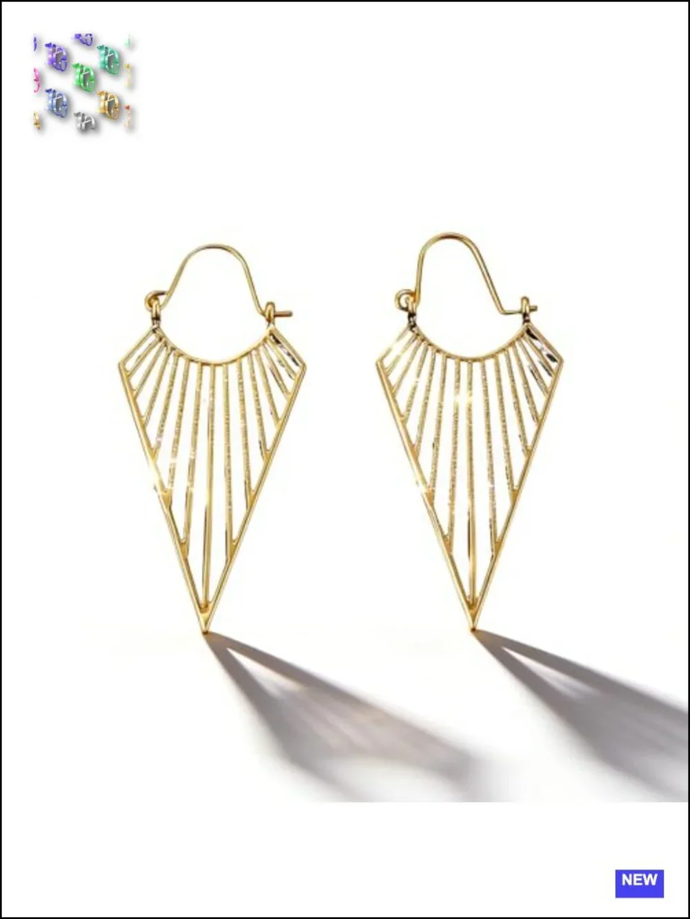Vintage Boho Geometric Dangle Earrings - Gold Tone Statement Jewelry